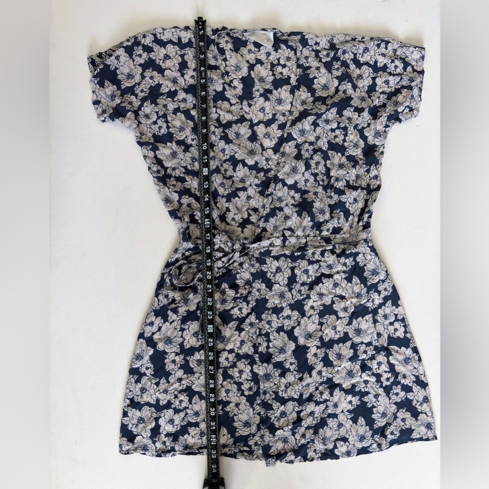 Acacia swimwear blue magnolia Rome dress wrap silk coverup short swim summer S - Picture 3 of 7
